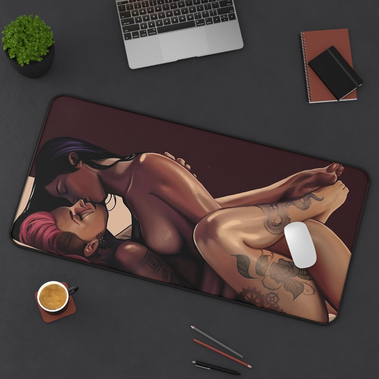 Vi and Caitlyn Mouse Pad | Lewd Arcane Mouse Pad | LOL | Lesbian | Yuri | Girls Kissing | Ecchi | Waifu | Ahegao | Sexy Playmat | Erotic