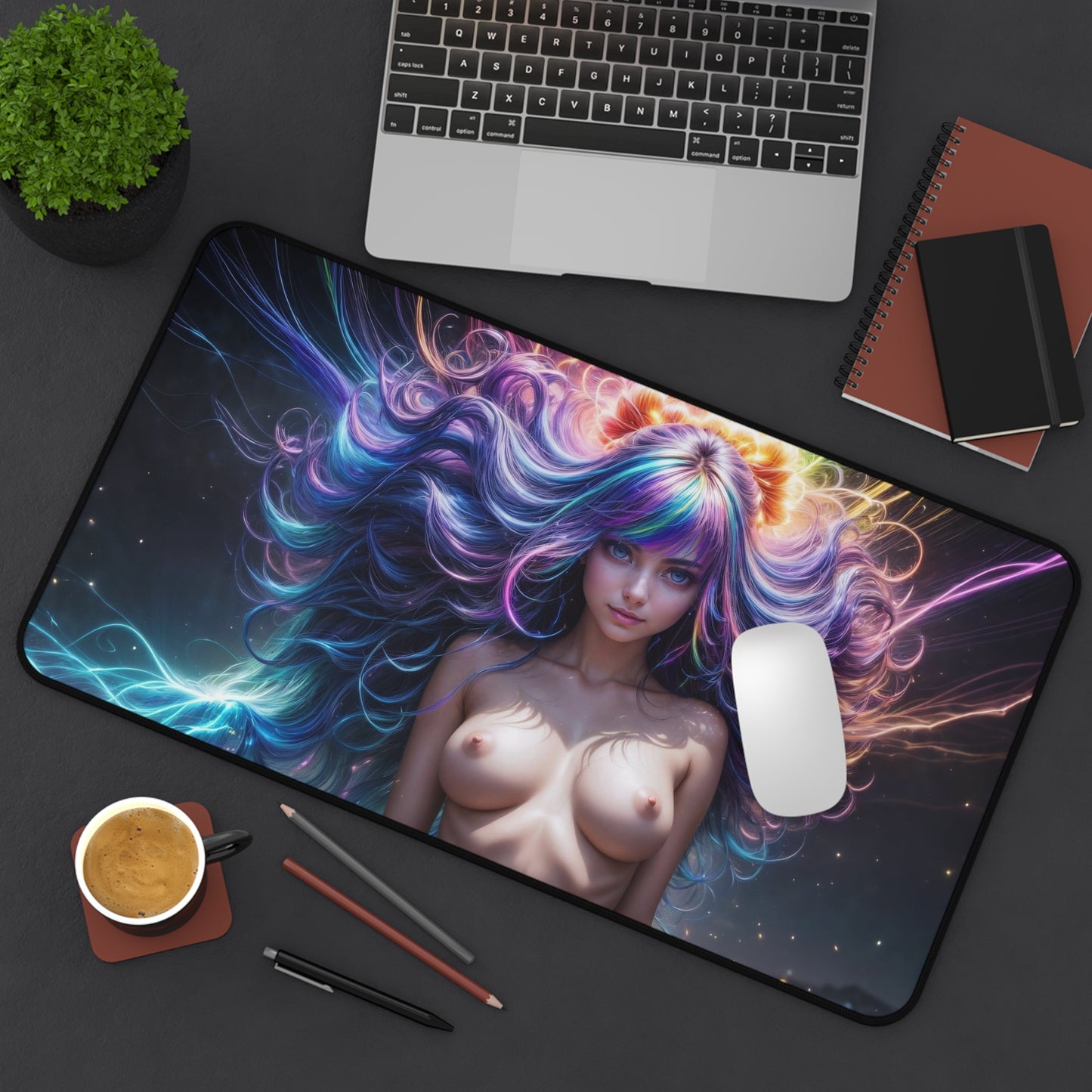 Lewd Mouse Pad | NSFW | Uncensored Mouse Pad | Naked Anime Girl | Neon Colors | Ecchi | Waifu | Ahegao | Sexy Playmat | Erotic