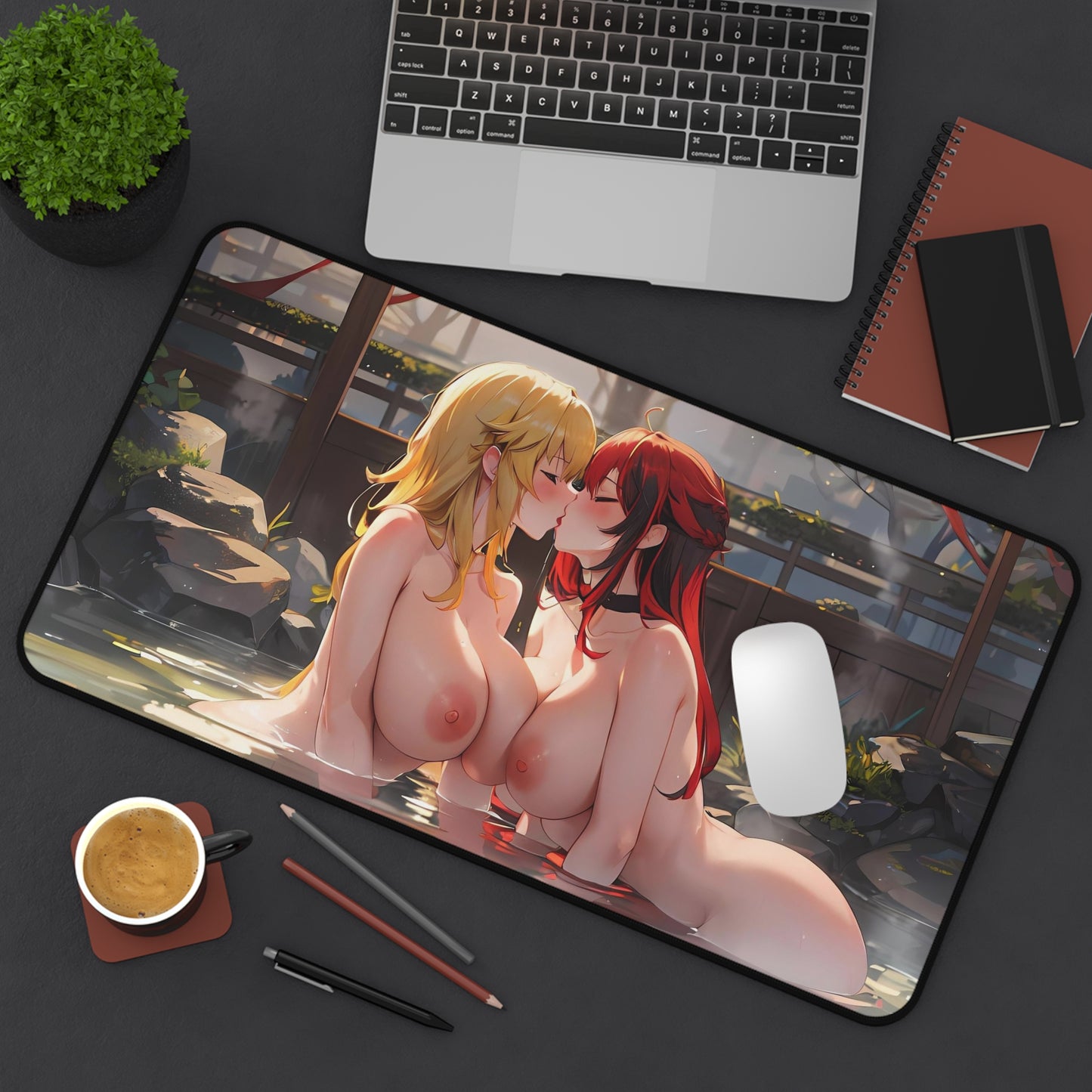 Sexy Anime Mouse Pad | Busty Girls Kissing | Hot Anime Girls | Yuri | Ginger | Lesbian | Ecchi | Waifu | Ahegao | Sexy Playmat | Erotic