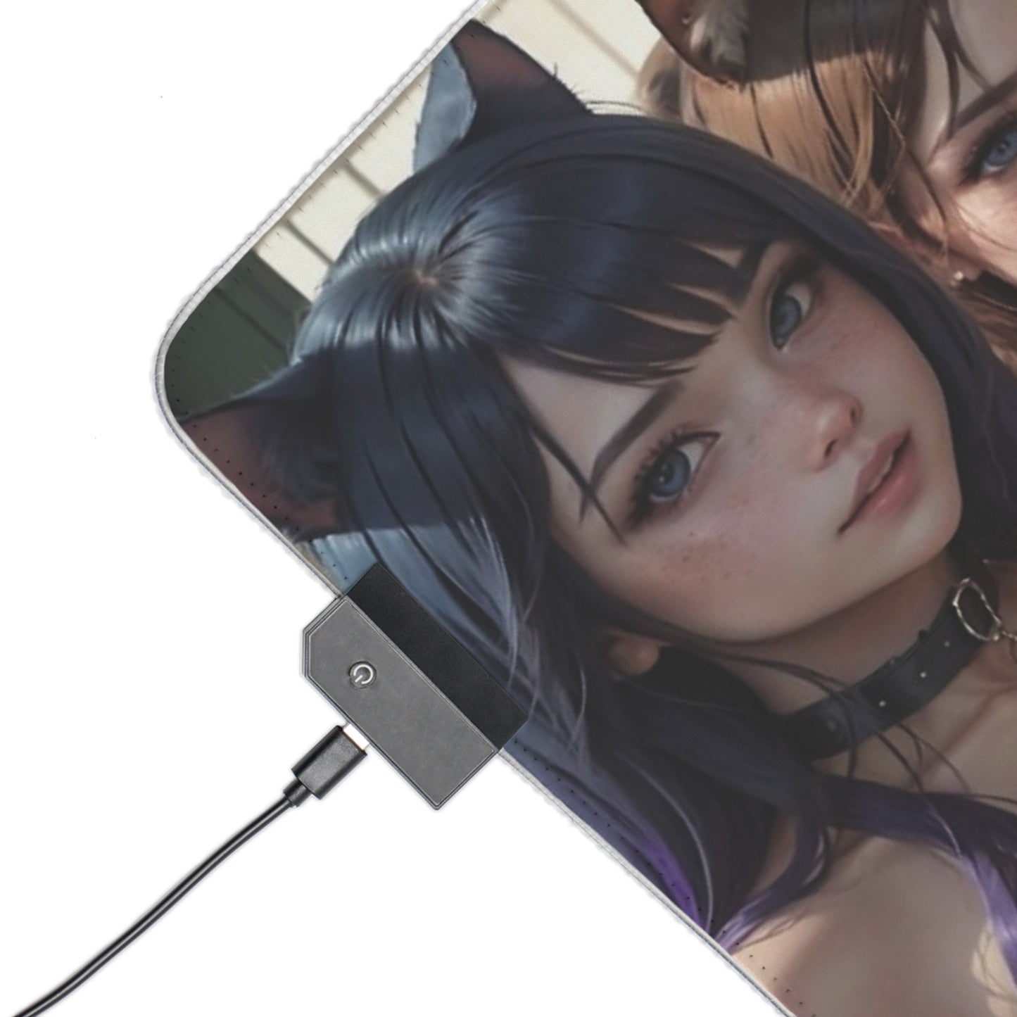 Lewd Mousepad | Catgirls | Cat Ears | LED Option | Harem | Naked Anime Girls | Nude Tits | Ecchi | Waifu | Otaku | RGB Mousepad