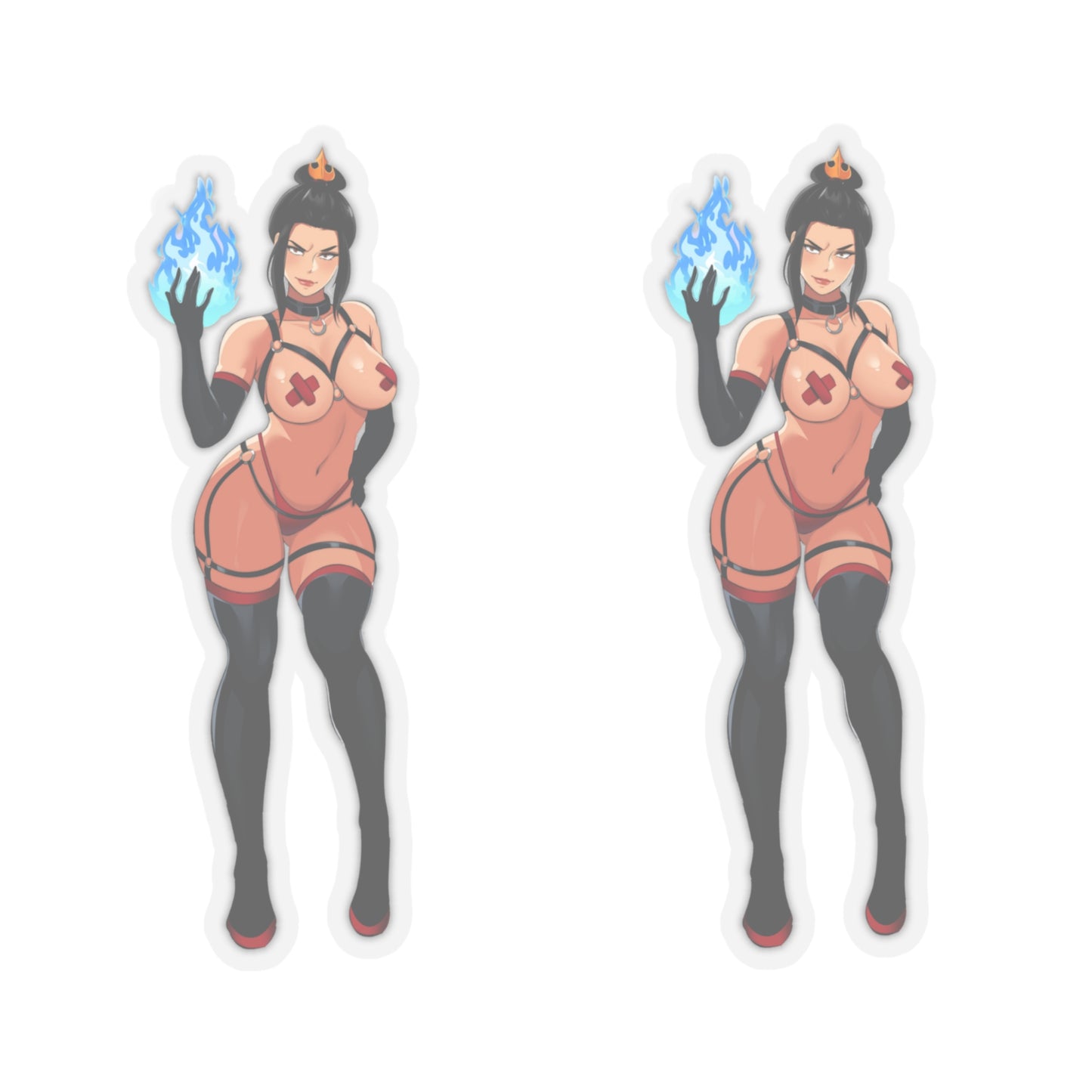 Lewd Azula Sticker | 2 Stickers For The Price Of 1 | Blue Flame | Kiss-Cut Sticker | Avatar Sticker | Sexy Anime Sticker | Lewd Anime Sticker | Otaku | Waifu | Fire