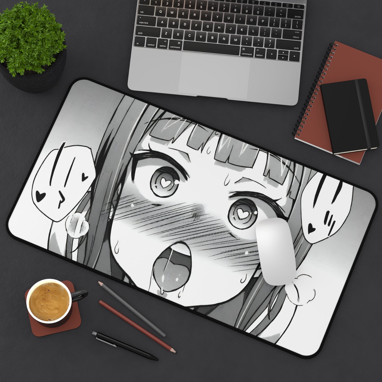 Ahegao Mouse Pad | Ahegao Face | Funny Anime Desk Mat | Ecchi | Waifu | Ahegao | Sexy Playmat | Erotic Anime Face | Lewd