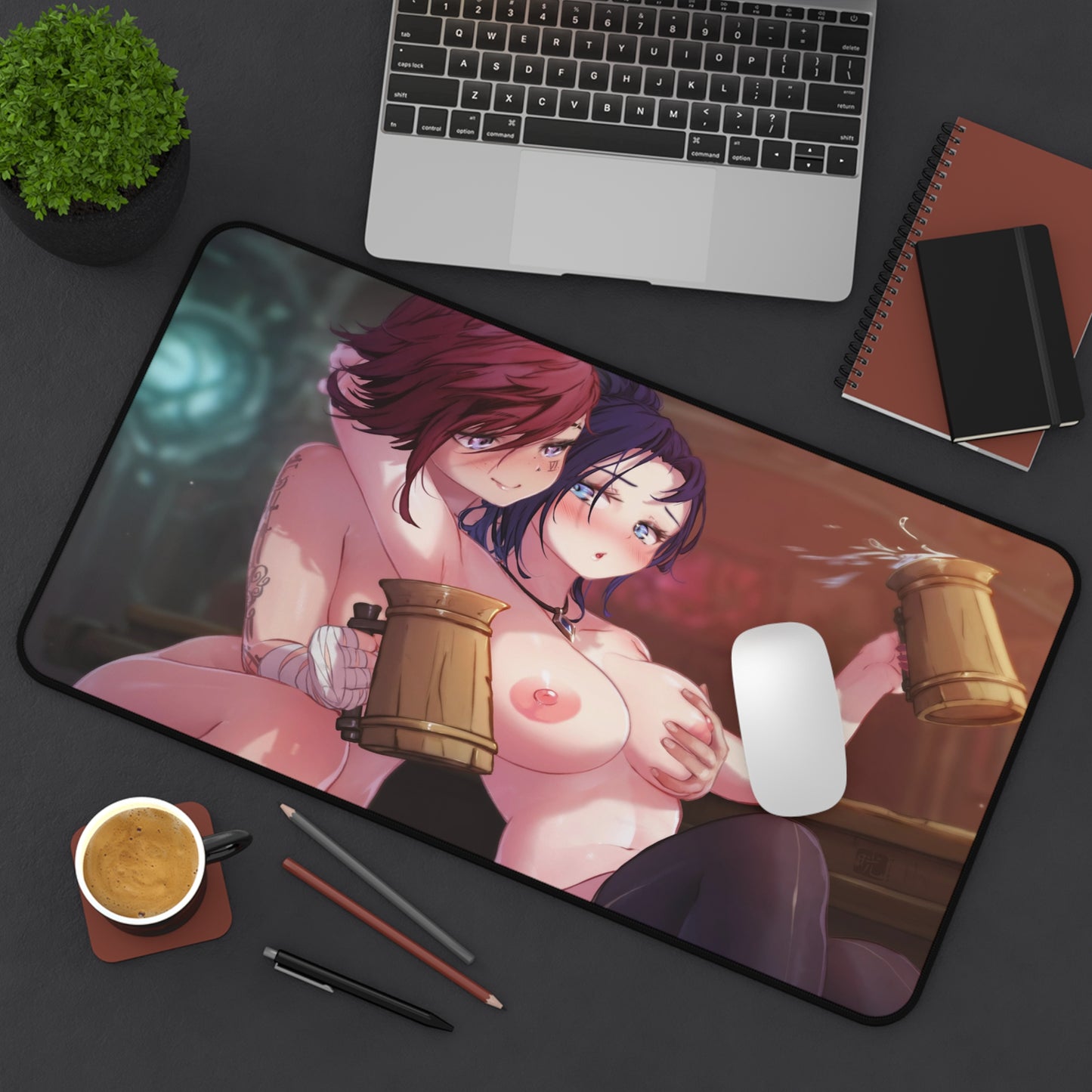 Caitlyn And Vi Mouse Pad | Sexy Caitlyn And Vi | League Of Legends Merchandise | Lewd Anime Mousepad | Arcane Mousepad | Beer | Ecchi | Waifu