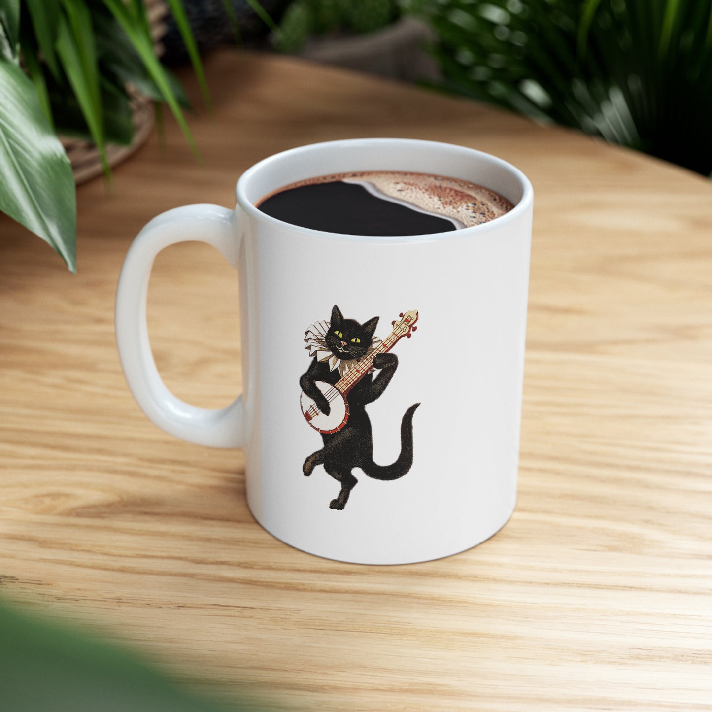 Banjo Cat Mug | Cat  Mug | Banjo | Gift for Cat Lovers | Banjo Cat | Black Cat Mug