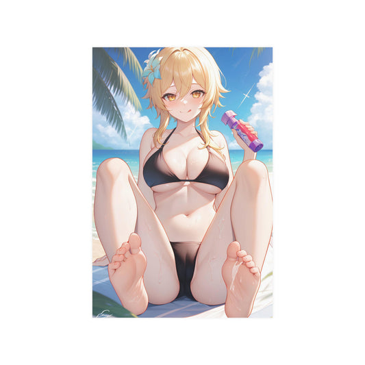 Waifu Poster | Hot Anime Girl | Ecchi | Sexy Feet | Bikini