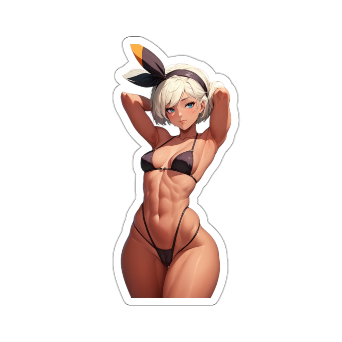 Sexy Waifu Sticker | Bea | Muscle Mommy | Sexy Anime Sticker | Lewd Anime Sticker | Otaku | Waifu | Waifu Sticker | Sexy Ebony | Bikini