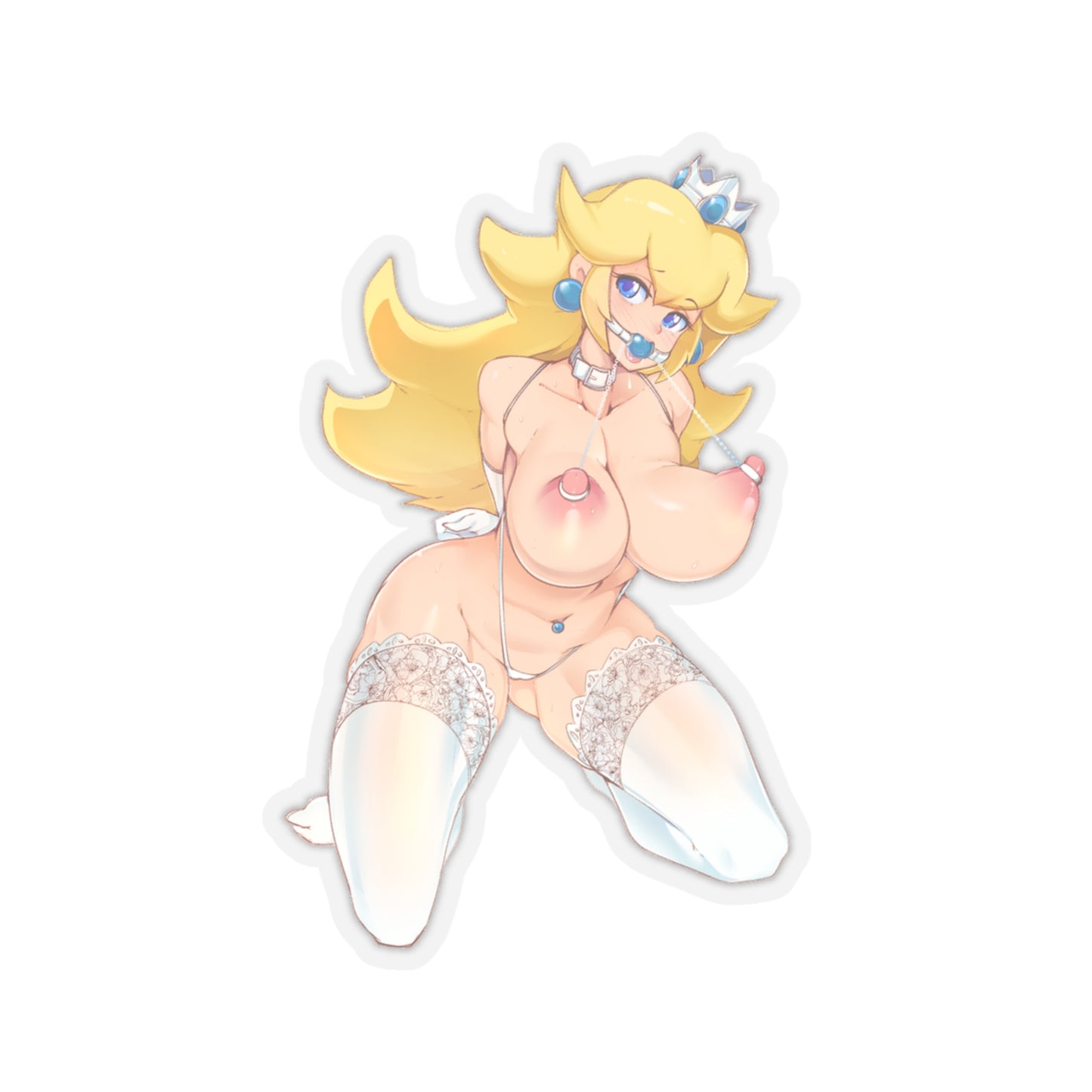 Lewd Peach Sticker | Naked Tits | Piercing | Gag Ball | Naked Anime Sticker | Uncensored Anime | Lewd Anime Sticker | Sexy Anime Sticker | Mario | Otaku | Waifu