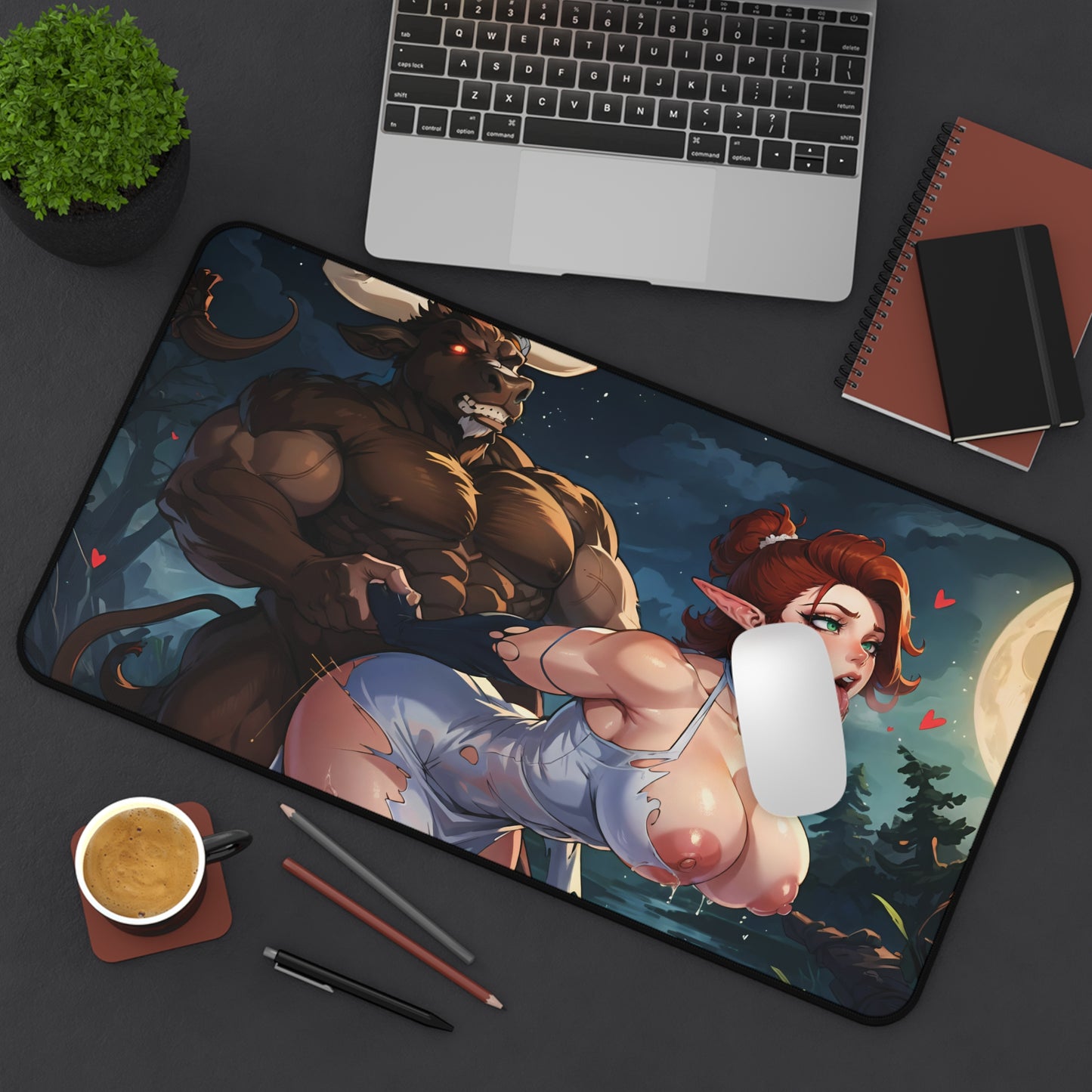 Lewd Mouse Pad | Minotaur Fucking Elf | Fantasy | NSFW | Tits | Boobs | Naked Anime Girl | Redhead | Ginger | Funny Anime Desk Mat | Ecchi | Waifu | Ahegao | Sexy Playmat | Erotic