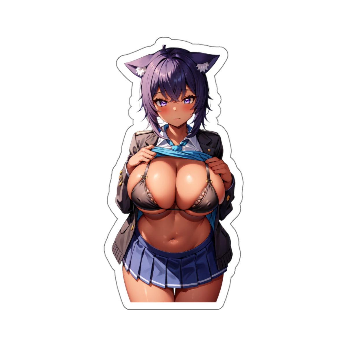 Sexy Waifu Sticker | Nekomata Okayu | Vtuber | Big Boobs | Sexy Ebony | Sexy Anime Sticker | Lewd Anime Sticker | Otaku | Waifu | Waifu Sticker