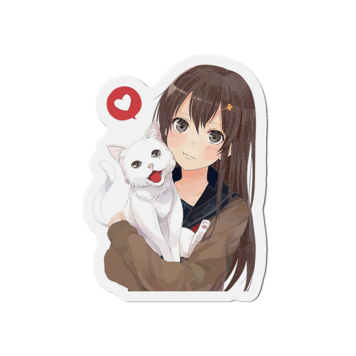 Moe Anime Magnet | Kawaii | Anime Magnet | Anime Girl with Cat Magnet | Otaku | Waifu