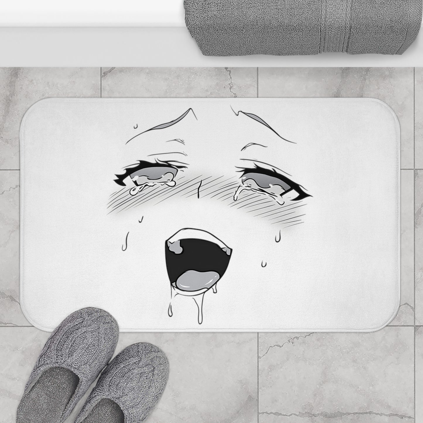 Ahegao Face Bath Mat | Funny Anime Bath Mat | Otaku | Waifu | Ahegao