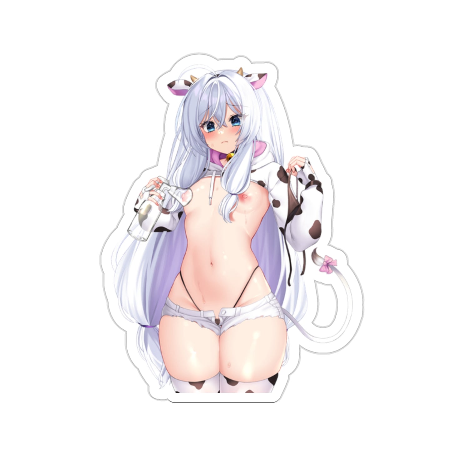 Lewd Stella Unibell Sticker | Cow Costume | Soulworker | Naked Anime Girl Sticker | Uncensored Anime | Small Tits | Sexy Anime Sticker | Waifu | Otaku | HuCow