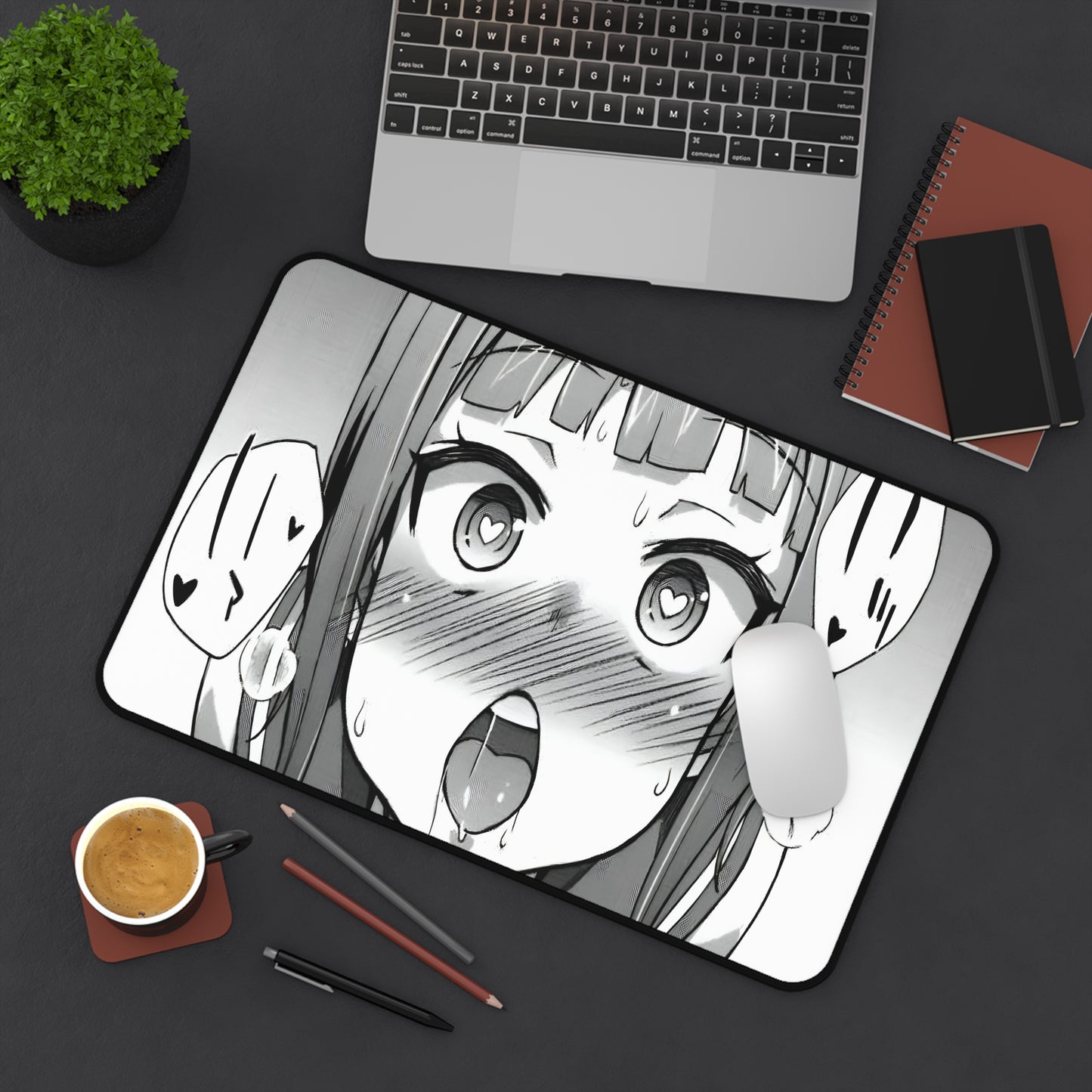 Ahegao Mouse Pad | Ahegao Face | Funny Anime Desk Mat | Ecchi | Waifu | Ahegao | Sexy Playmat | Erotic Anime Face | Lewd