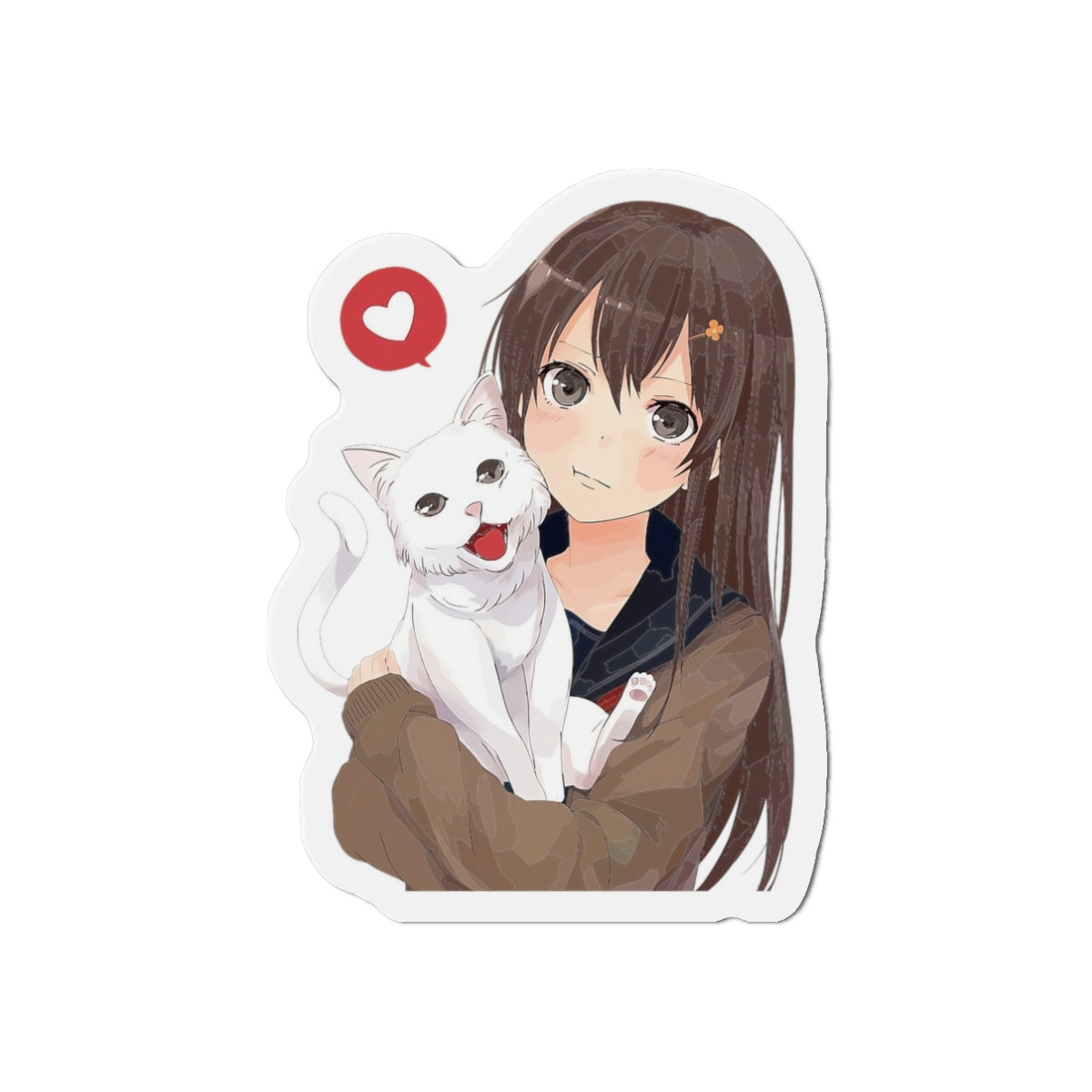 Moe Anime Magnet | Kawaii | Anime Magnet | Anime Girl with Cat Magnet | Otaku | Waifu