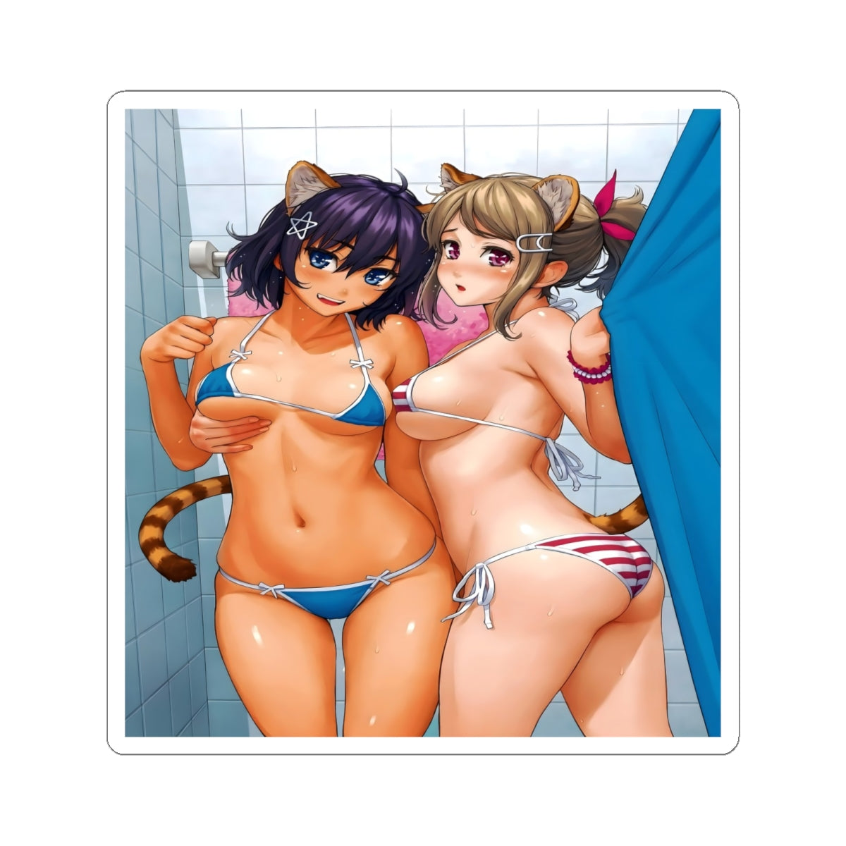 Sexy Waifus Sticker | Catgirls | Shower | Yuri