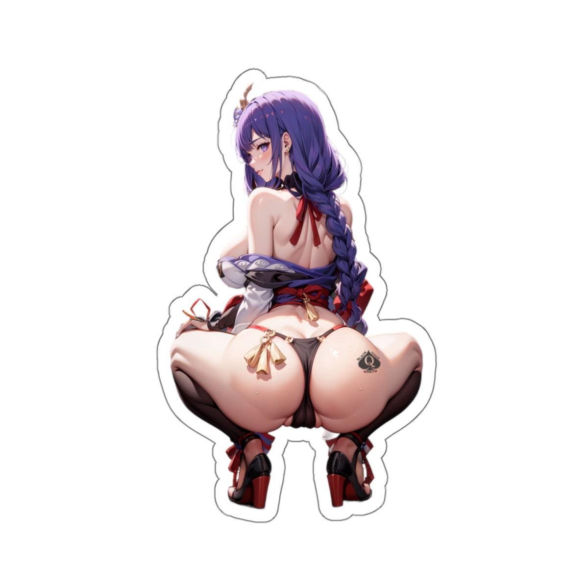 Sexy Anime Sticker | Raiden Shogun | Lewd Anime Sticker | Lewd Sticker | Sexy Waifu Sticker | Heels | Black Spade | Blacked | SAMSARA_AI