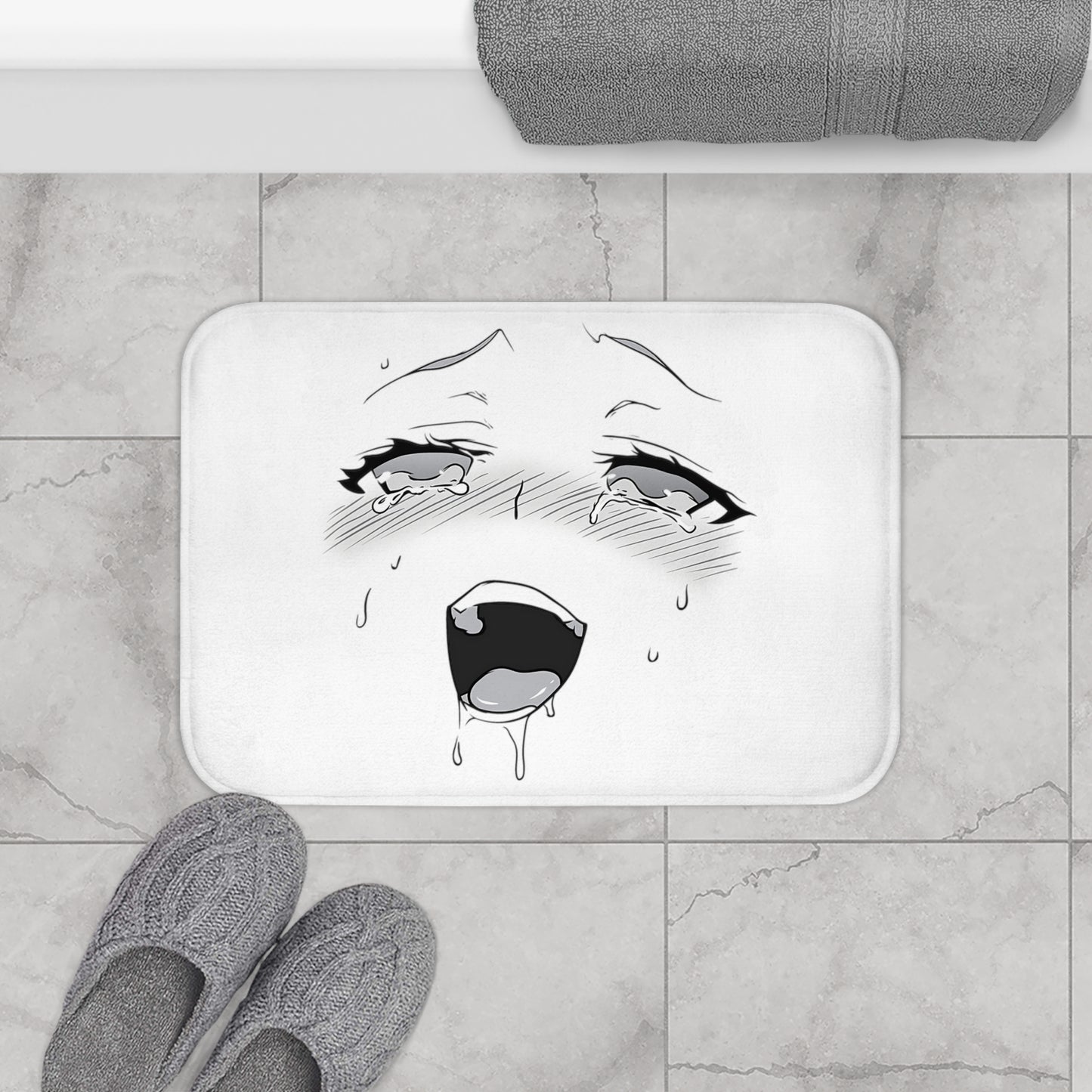 Ahegao Face Bath Mat | Funny Anime Bath Mat | Otaku | Waifu | Ahegao