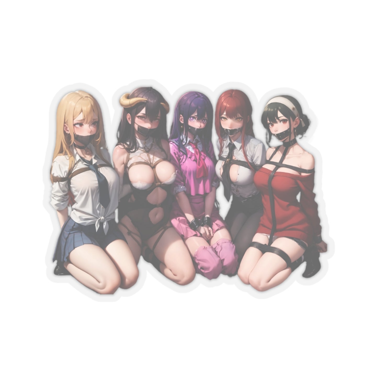 Lewd Anime Girls Sticker | Bondage | Makima | Yor | Ai Hoshino | Albedo | Marin Kitagawa | BDSM | Waifus | Kiss-Cut Sticker | Dungeon | Shibari | Sexy Anime Sticker