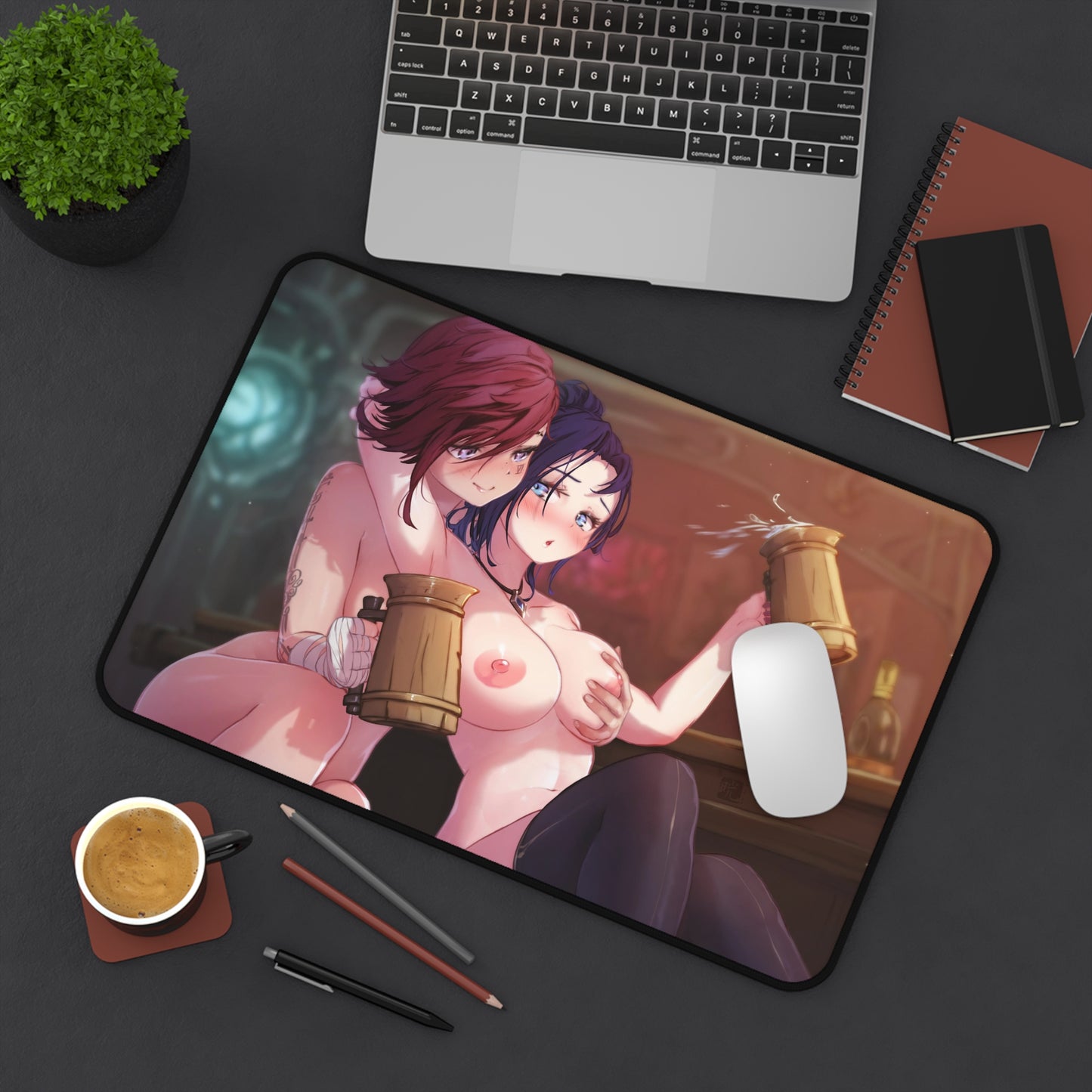 Caitlyn And Vi Mouse Pad | Sexy Caitlyn And Vi | League Of Legends Merchandise | Lewd Anime Mousepad | Arcane Mousepad | Beer | Ecchi | Waifu