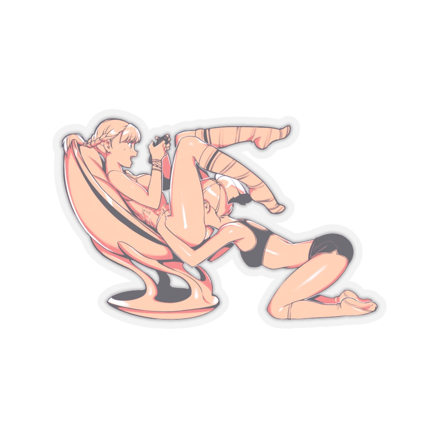 Lewd Sticker | Gamer Girls | Lesbian | Kiss-Cut Sticker | Yuri | Sexy Anime | Otaku | Waifu | Eating Pussy | Funny Anime Sticker