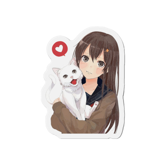 Moe Anime Magnet | Kawaii | Anime Magnet | Anime Girl with Cat Magnet | Otaku | Waifu