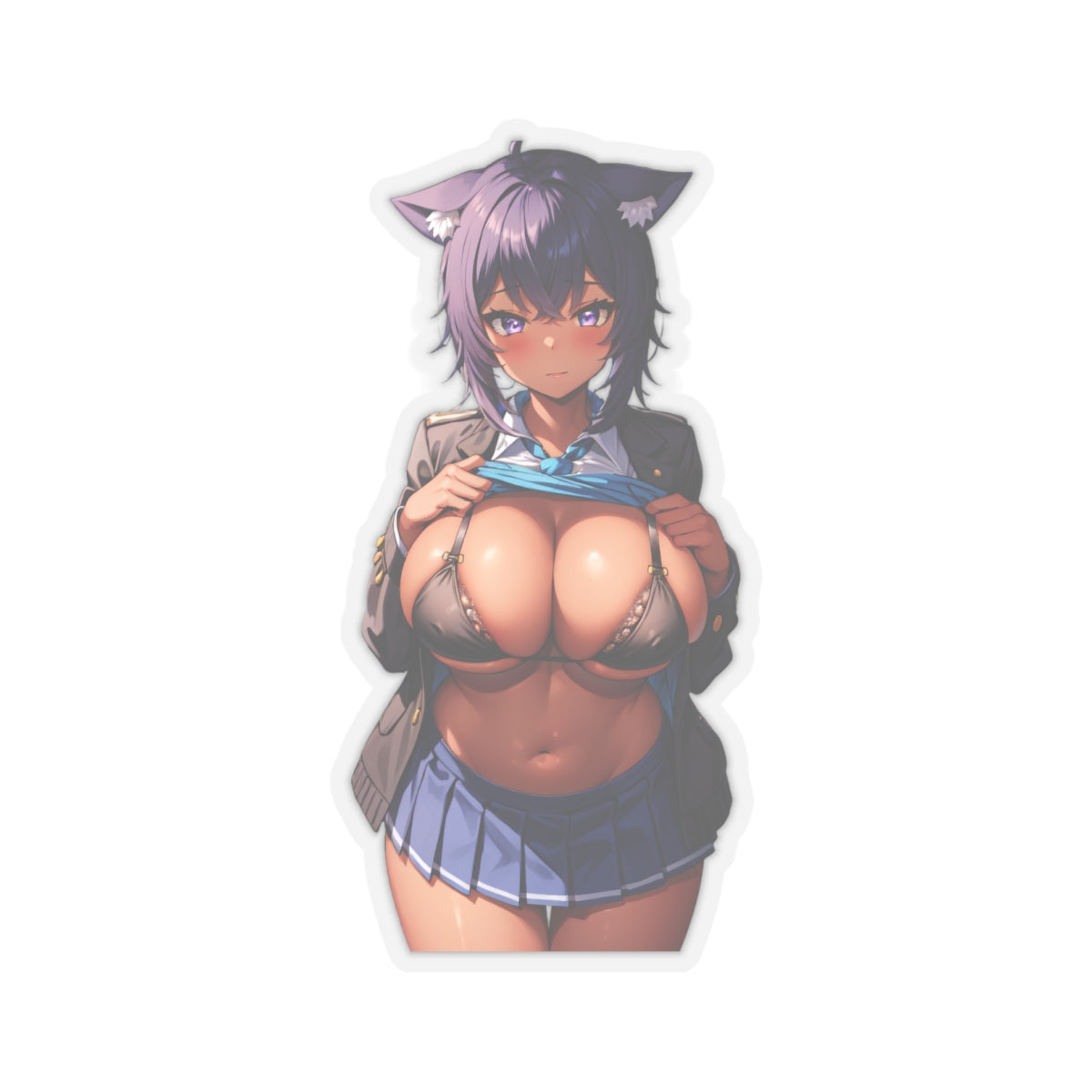 Sexy Waifu Sticker | Nekomata Okayu | Vtuber | Big Boobs | Sexy Ebony | Sexy Anime Sticker | Lewd Anime Sticker | Otaku | Waifu | Waifu Sticker