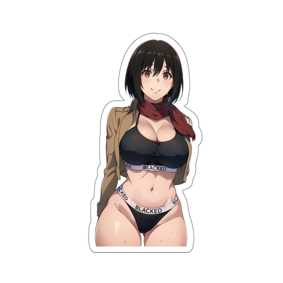 Sexy Anime Sticker | Mikasa Ackerman | Lewd Anime Sticker | Lewd Sticker | Sexy Waifu Sticker | Blacked | AOT | SAMSARA_AI