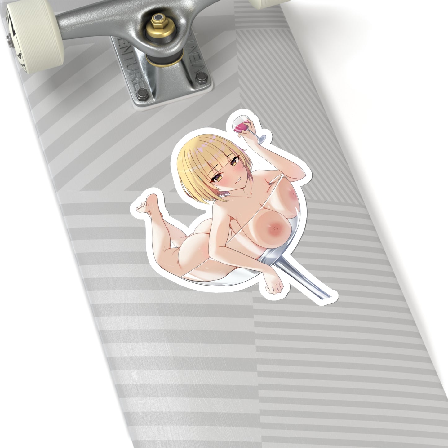 Lewd Anime Sticker | Naked Girl in Wine Glass | Kiss-Cut Sticker | Nude Anime Girl | Uncensored Anime | Lewd | Wine | Glass | Boobs | Otaku | Waifu | Sexy Girl