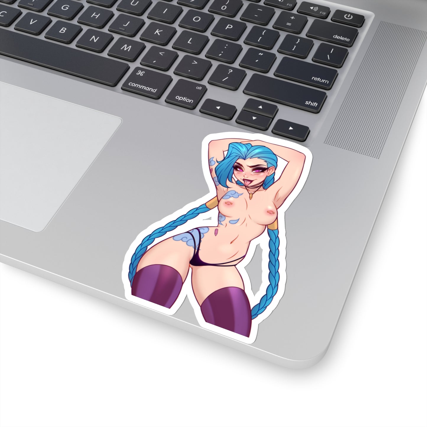 Lewd Jinx Sticker | Nipple Piercings | Kiss-Cut Sticker | Sexy Jinx Sticker | Arcane Sticker | LOL | Sexy Anime Sticker | Lewd Anime Sticker | Otaku | Waifu | Ecchi | Tattoo | Piercing | Blue Hair