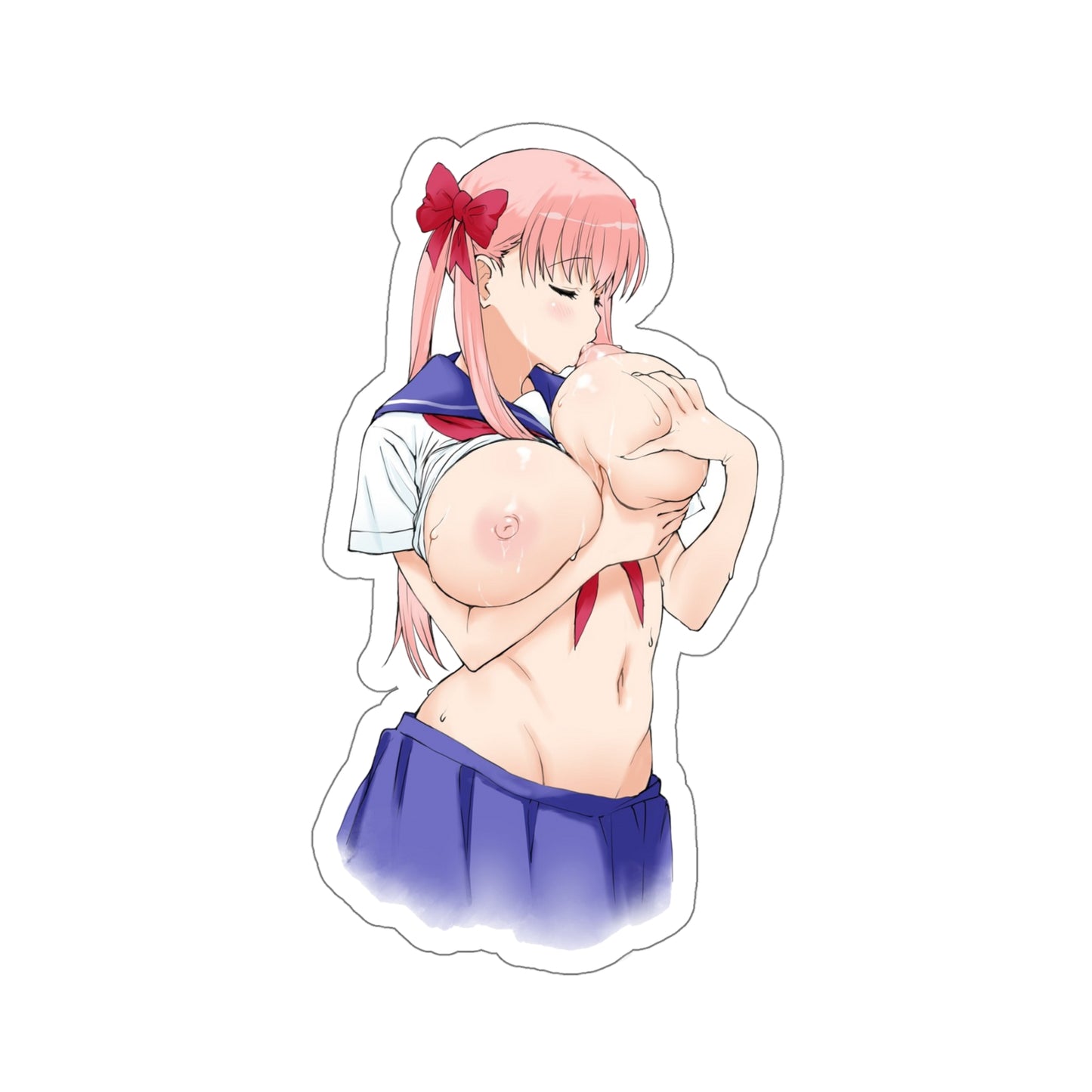 Lewd Nodoka Haramura Sticker | Sucking Own Nipple | Lewd Anime Sticker | Saki | Big Boobs | Tits | Otaku | Waifu | Uncensored Anime | Sexy Anime Sticker | Ginger | Red Hair | Red Head