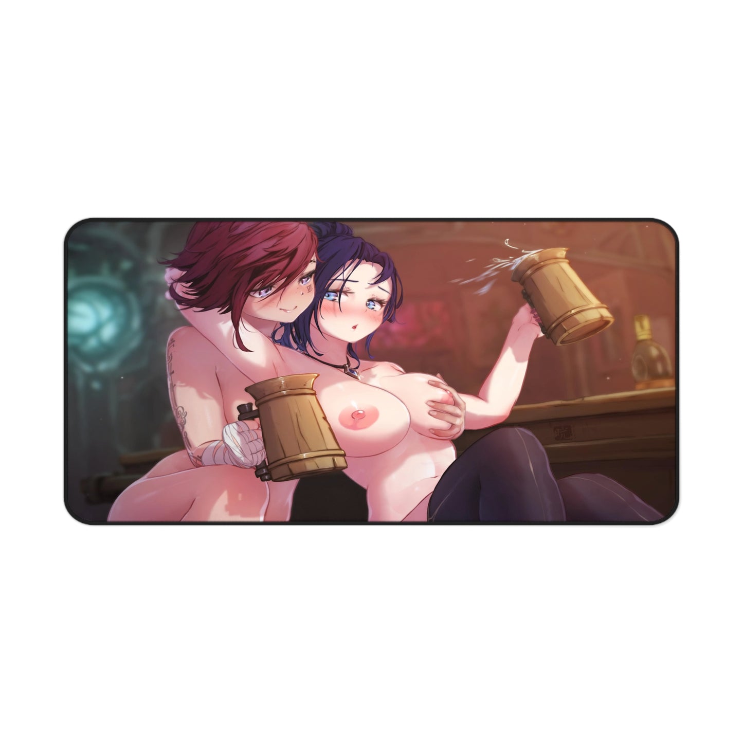 Caitlyn And Vi Mouse Pad | Sexy Caitlyn And Vi | League Of Legends Merchandise | Lewd Anime Mousepad | Arcane Mousepad | Beer | Ecchi | Waifu