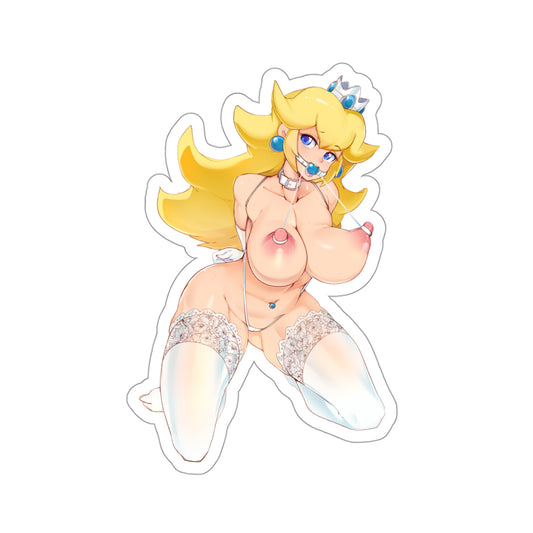 Lewd Peach Sticker | Naked Tits | Piercing | Gag Ball | Naked Anime Sticker | Uncensored Anime | Lewd Anime Sticker | Sexy Anime Sticker | Mario | Otaku | Waifu