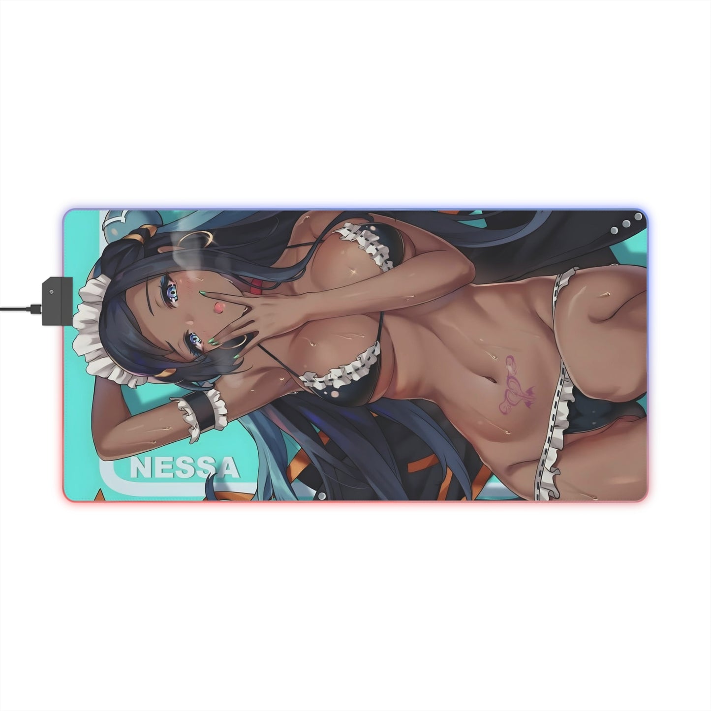 Lewd LED Mouse Pad | Nessa | Sexy Ebony Girl | Ebony | Ecchi | Waifu | Ahegao | Sexy Playmat | Erotic