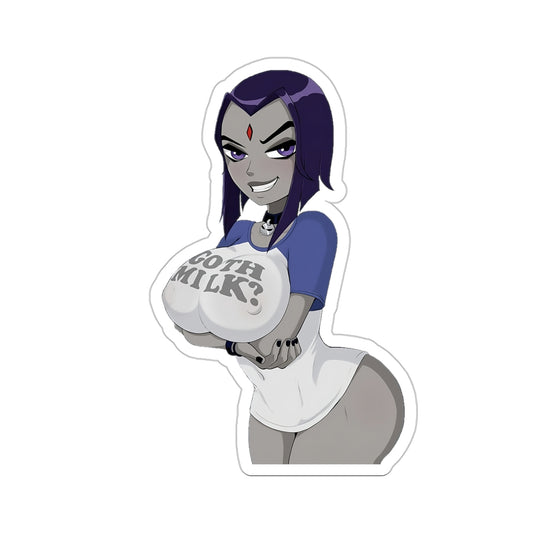 Lewd Raven Sticker | Big Boobs | Goth Milk | Sexy Raven Sticker | Sexy Anime Sticker | Lewd Anime Sticker | Otaku | Waifu | Ecchi | Emo | Goth