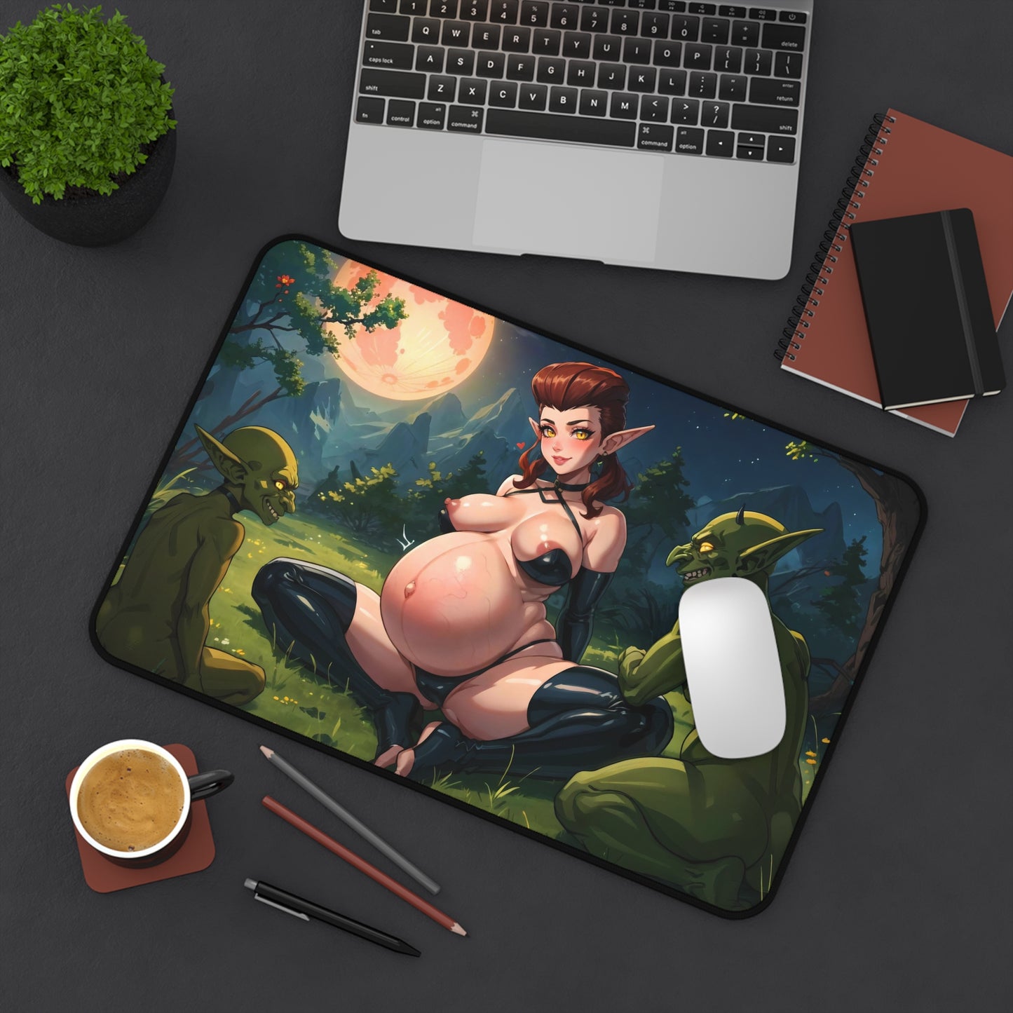 Lewd Mousepad | Pregnant Elf | NSFW | Goblin Slayer | Tits | Fantasy | Ecchi | Waifu | Ahegao | Sexy Playmat | Erotic