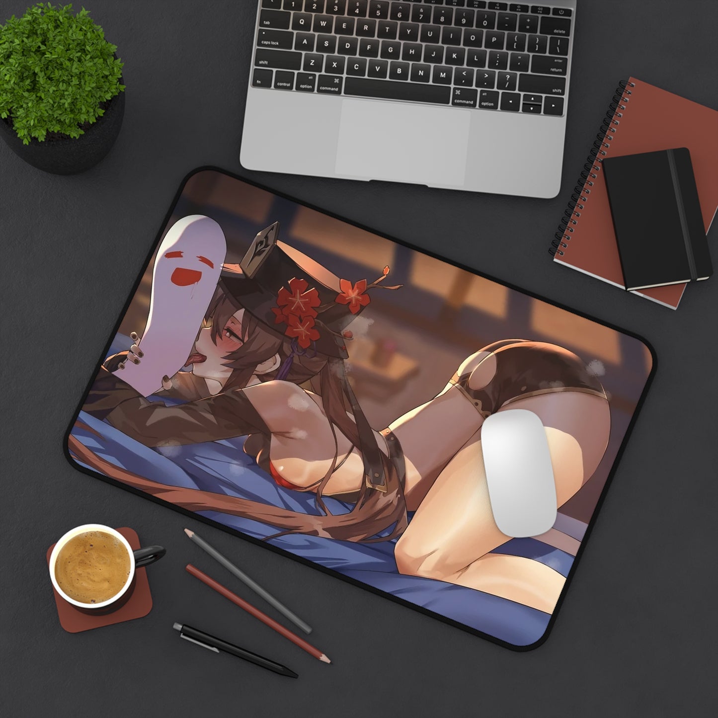 Hu Tao Mouse Pad | Genshin Impact Desk Mat | Sexy Hu Tao | Genshin Impact Merchandise | Hu Tao Licking Ghost