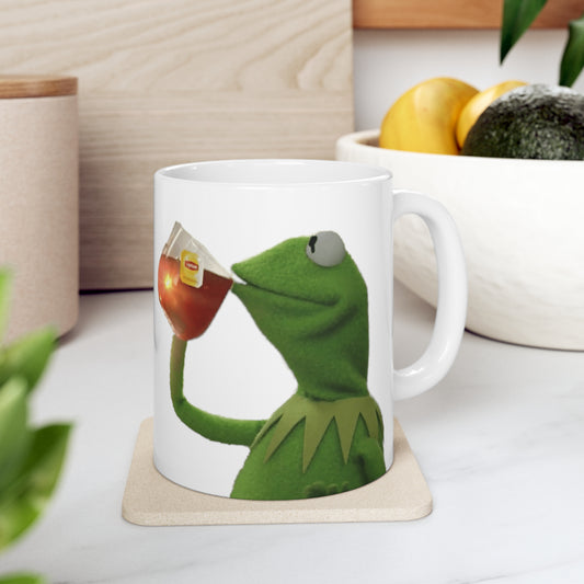 Kermit The Frog Meme Mug | None Of My Business Meme Mug | Funny Mug |  Tea Sipping Kermit | Meme Mug | Kermit Drinking Tea