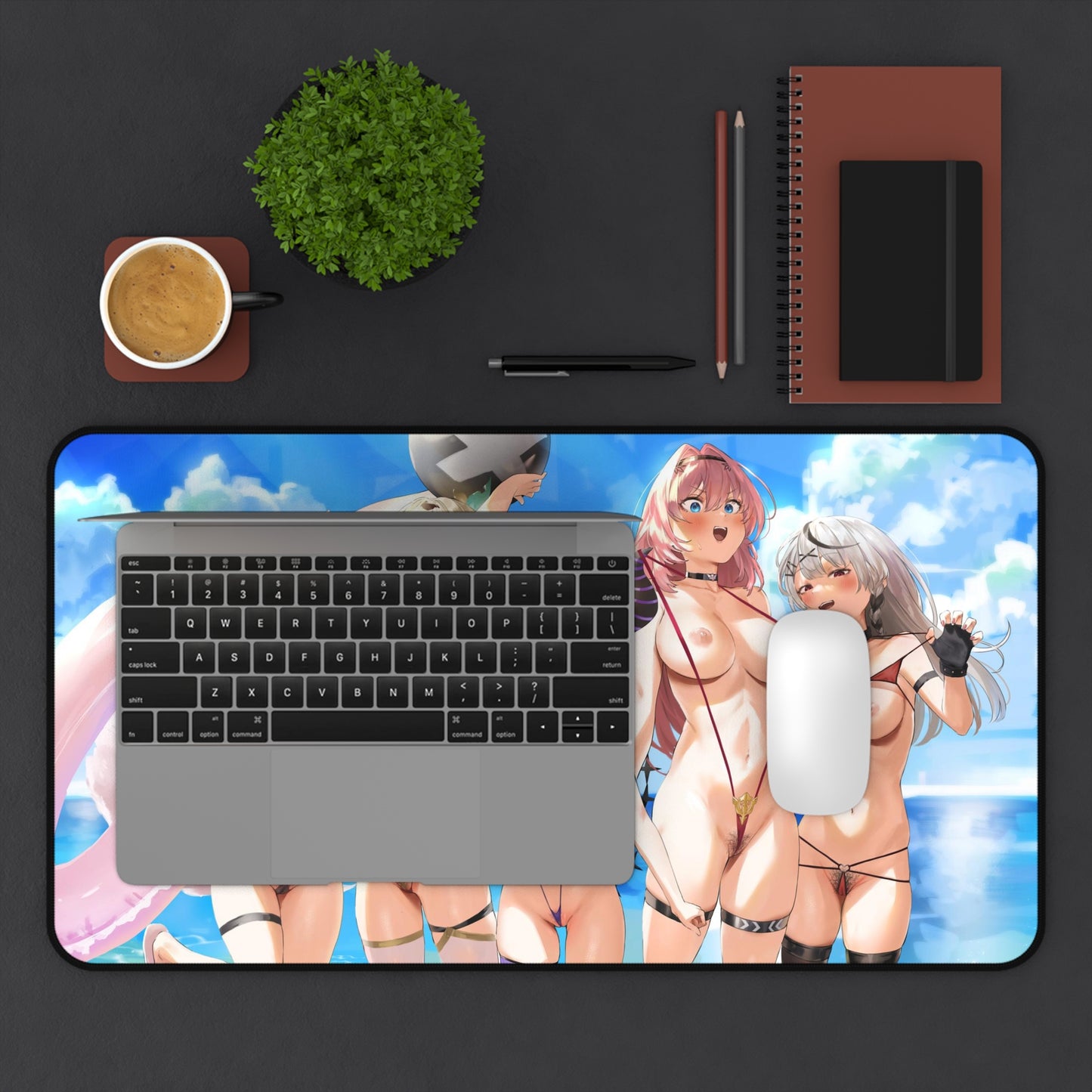 Sexy Anime Mouse Pad | Hot Girls  | XXL | Microbikini | Lewd | Naughty Anime Girls at the Beach | Pubic Hair