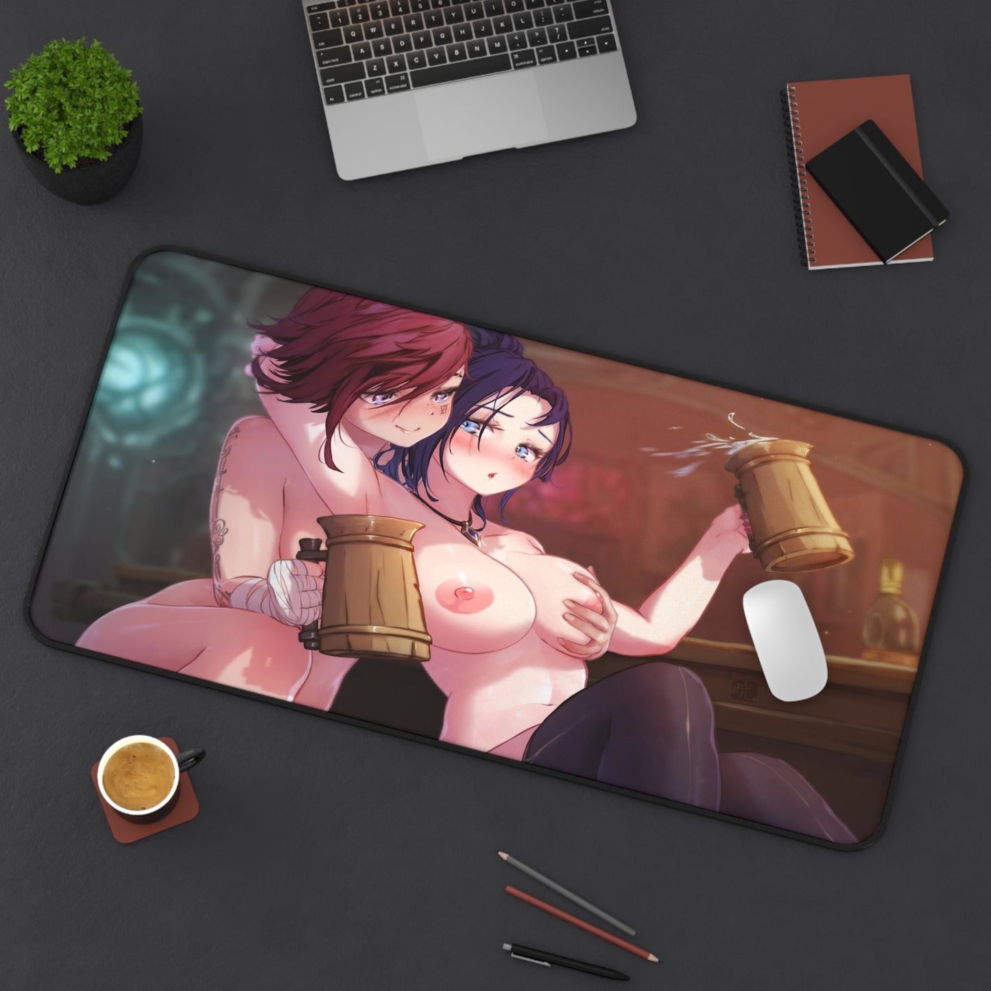 Caitlyn And Vi Mouse Pad | Sexy Caitlyn And Vi | League Of Legends Merchandise | Lewd Anime Mousepad | Arcane Mousepad | Beer | Ecchi | Waifu