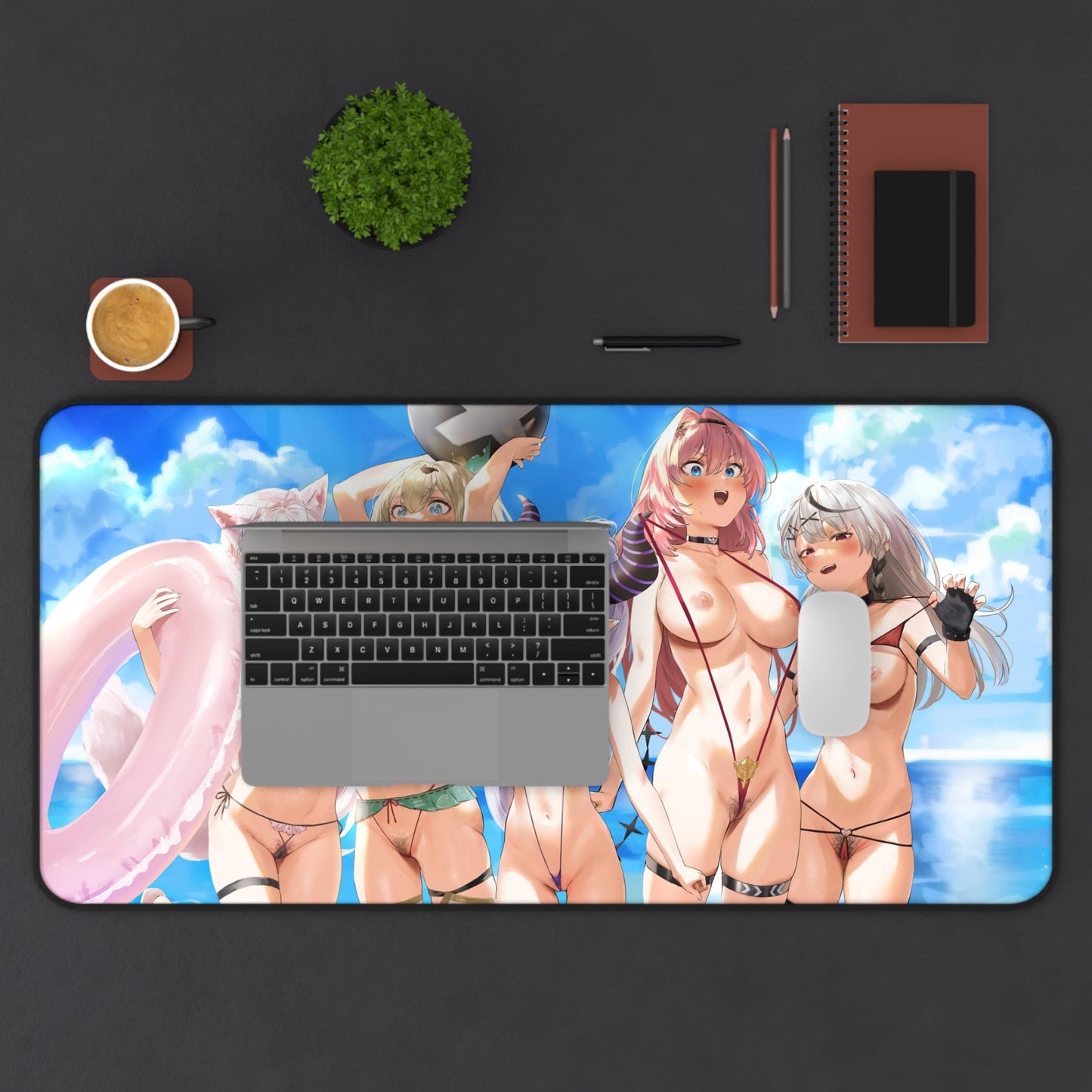 Sexy Anime Mouse Pad | Hot Girls  | XXL | Microbikini | Lewd | Naughty Anime Girls at the Beach | Pubic Hair