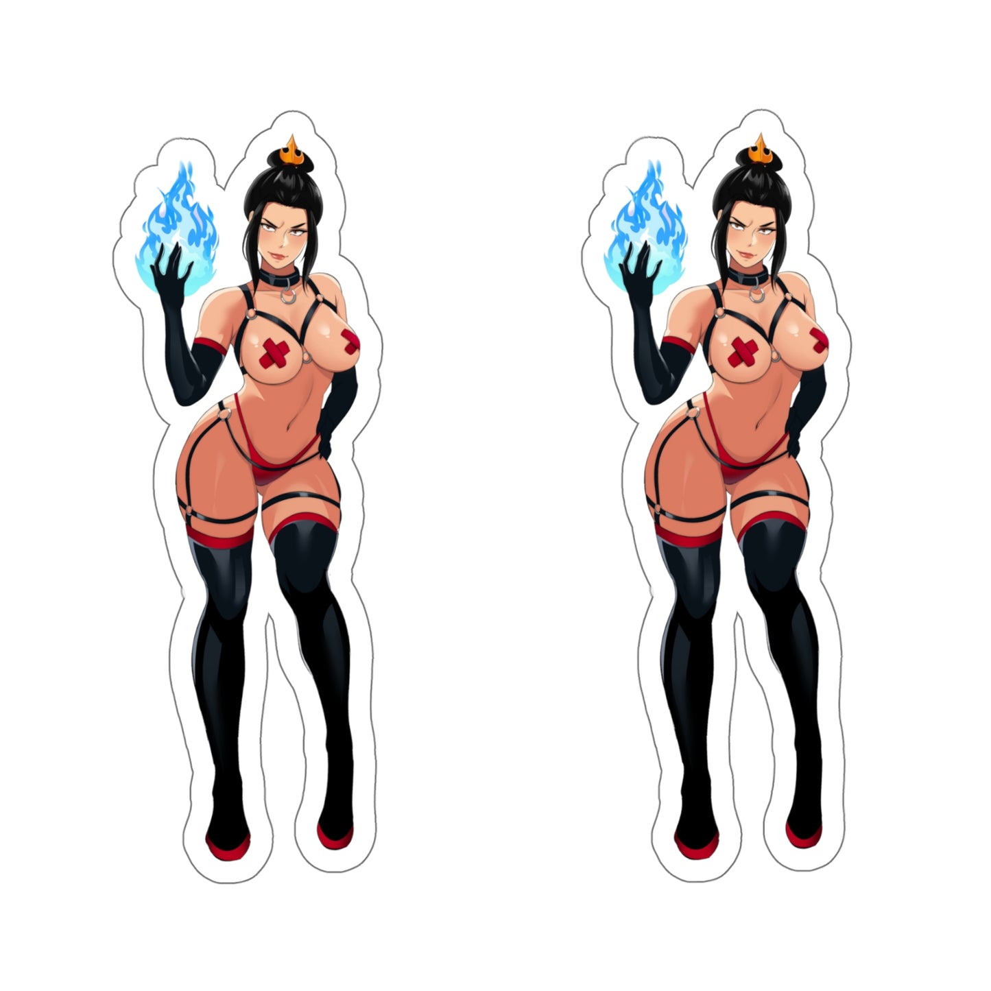 Lewd Azula Sticker | 2 Stickers For The Price Of 1 | Blue Flame | Kiss-Cut Sticker | Avatar Sticker | Sexy Anime Sticker | Lewd Anime Sticker | Otaku | Waifu | Fire