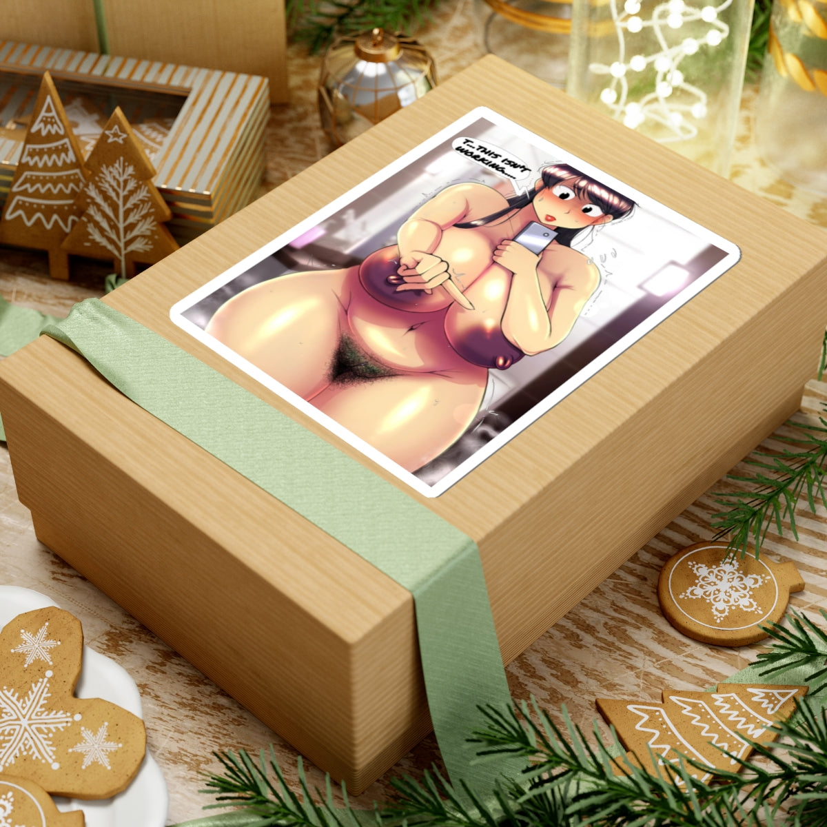 One Finger Selfie Challenge Sticker | Hentai NSFW Sticker | Big Tits | Dark Nipple | Oppai